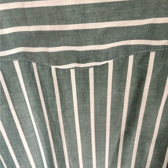 Wrangler Western Snap Shirt Green White Striped Long Sleeve Pearl Snap XL - Picture 6 of 7